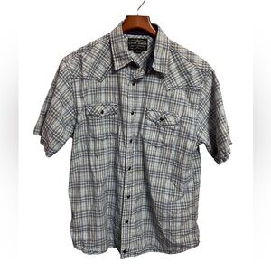 Cody James Men's Plaid Print Short Sleeve Western Snap Shirt Size Large